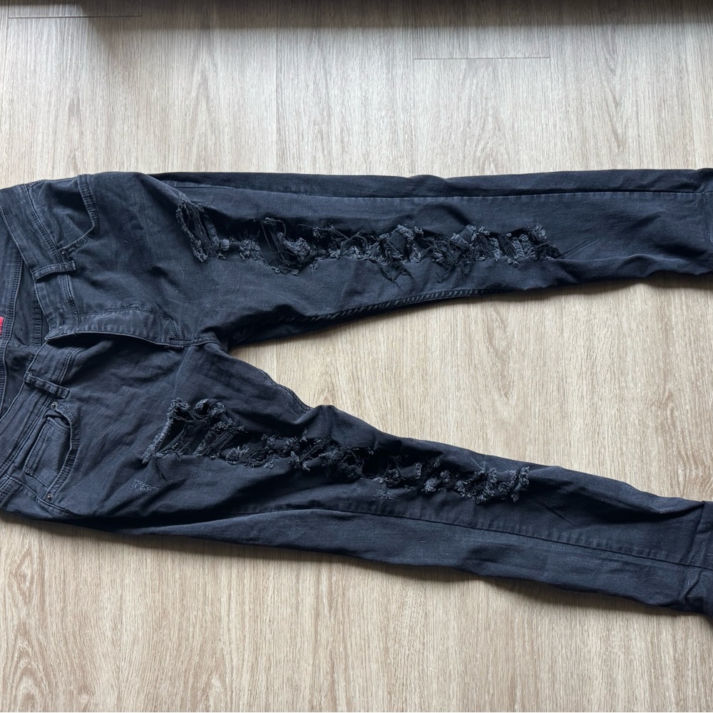 Distressed Black Women Jeans